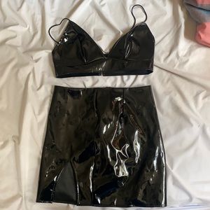 2 piece leather dress